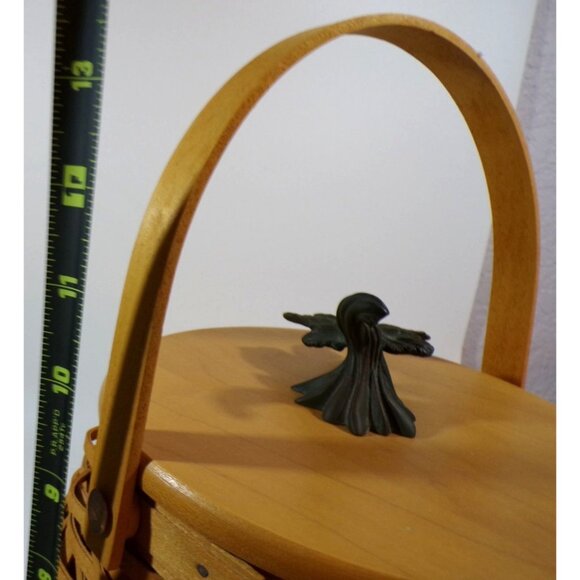 Longaberger 2000 October Fields Basket Handcrafted Wooden Lid Leaf design Fall - Picture 13 of 14